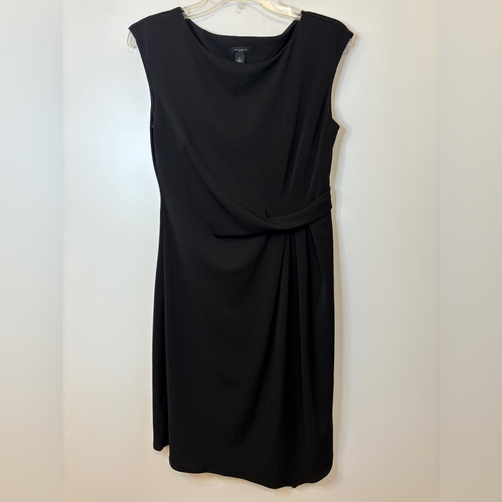Ann Taylor Black Ruched Sheath Midi Dress